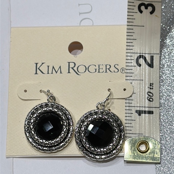 NWT 2 Pc Bundle New Kim Roger Earrings w/ Bracelet Silver Tone and Black - Picture 5 of 5